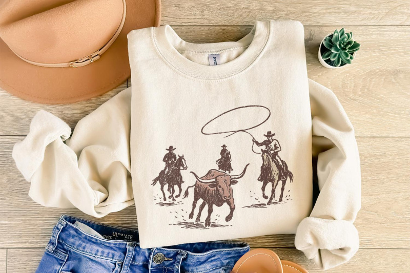western-rodeo-png-cowboy-lasso-digital-art-bull-wrangler-printable-s
