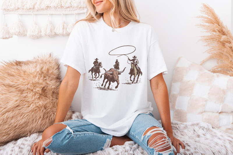 western-rodeo-png-cowboy-lasso-digital-art-bull-wrangler-printable-s