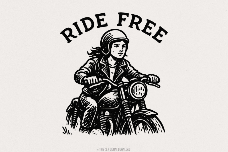 ride-free-png-motorcycle-rider-digital-download-biker-girl-art-vint