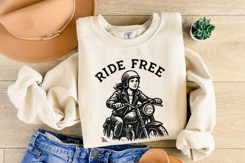 ride-free-png-motorcycle-rider-digital-download-biker-girl-art-vint