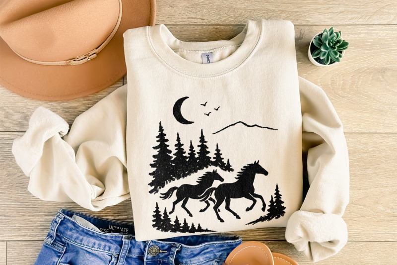 wild-horses-png-forest-landscape-digital-download-running-horse-art