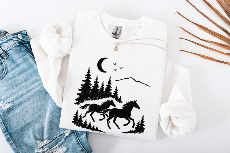 wild-horses-png-forest-landscape-digital-download-running-horse-art