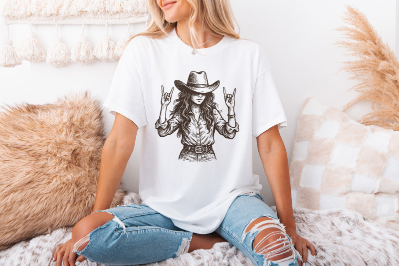 cowgirl-png-western-rocker-girl-digital-download-country-music-shirt