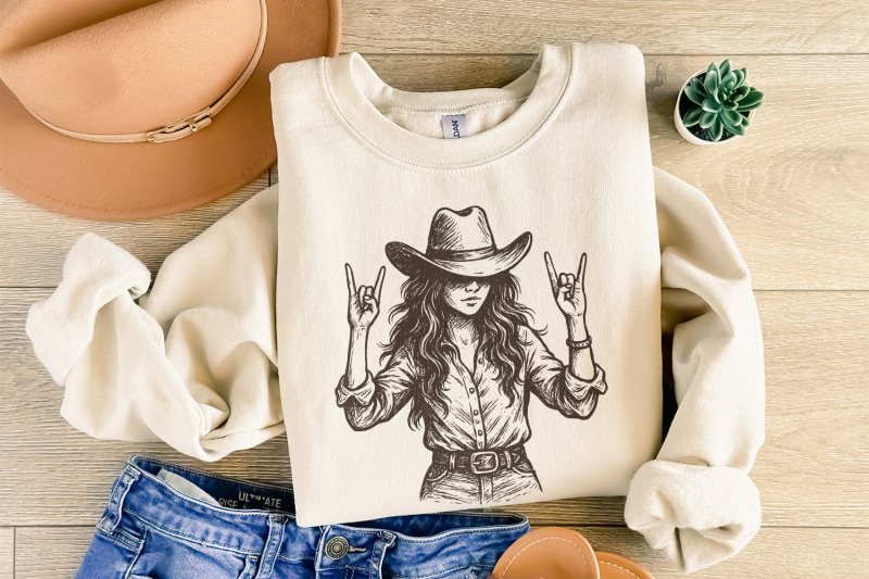 cowgirl-png-western-rocker-girl-digital-download-country-music-shirt