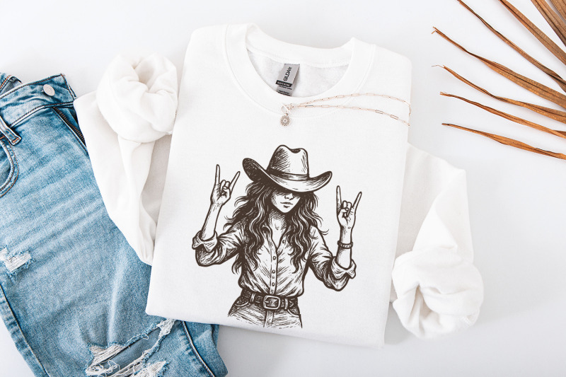 cowgirl-png-western-rocker-girl-digital-download-country-music-shirt