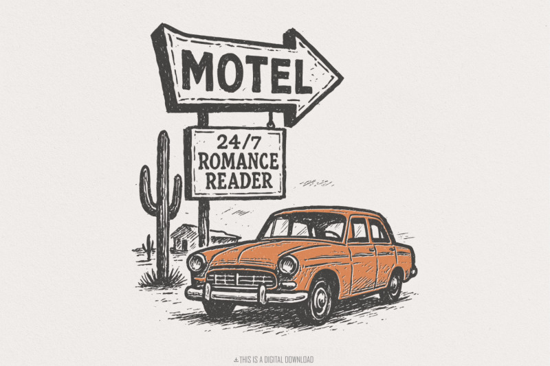 24-7-romance-reader-motel-png-retro-car-art-digital-download-vintage