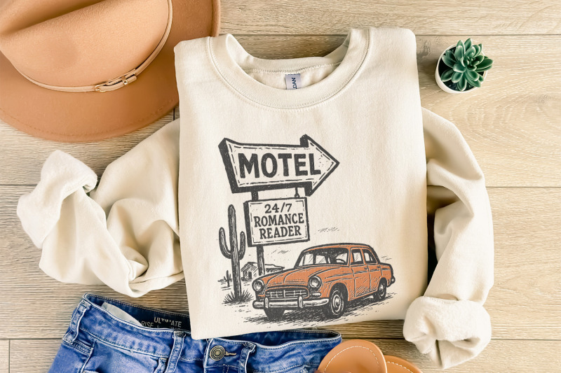 24-7-romance-reader-motel-png-retro-car-art-digital-download-vintage