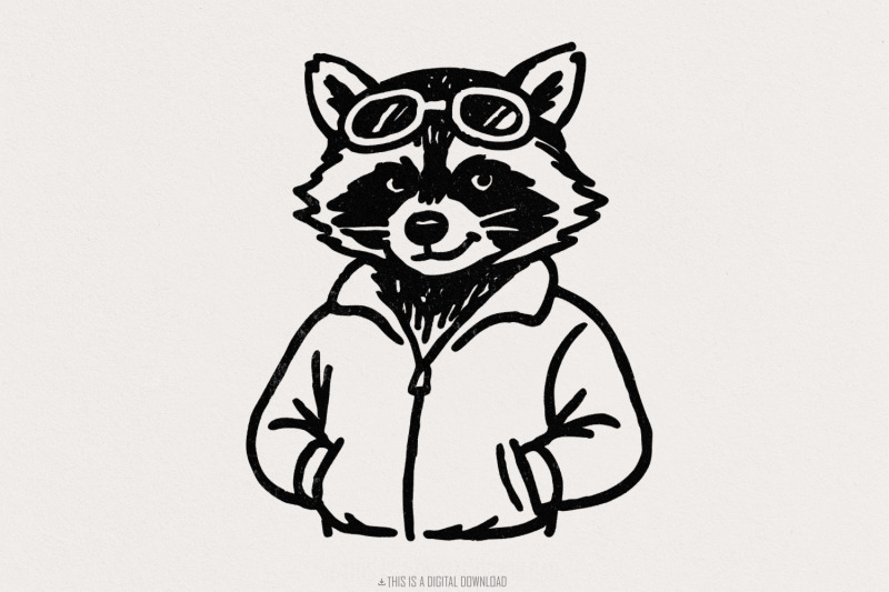 cool-raccoon-with-goggles-png-digital-download-animal-art-funky-retr