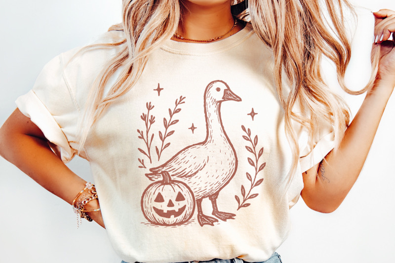goose-and-pumpkin-png-halloween-digital-download-vintage-farm-animal