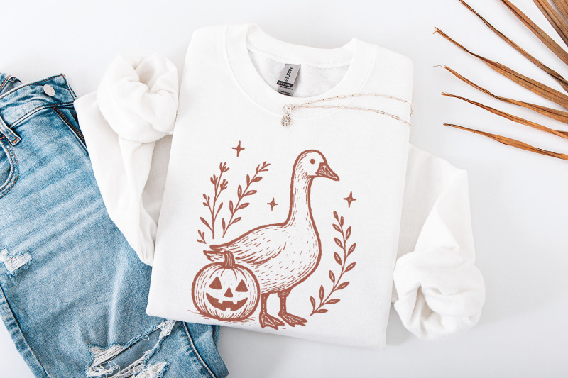 goose-and-pumpkin-png-halloween-digital-download-vintage-farm-animal
