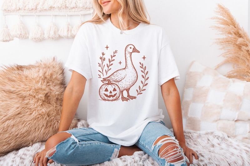 goose-and-pumpkin-png-halloween-digital-download-vintage-farm-animal