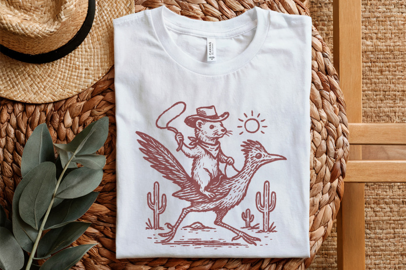cowboy-ferret-on-roadrunner-png-wild-west-animal-art-digital-download