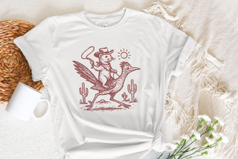 cowboy-ferret-on-roadrunner-png-wild-west-animal-art-digital-download