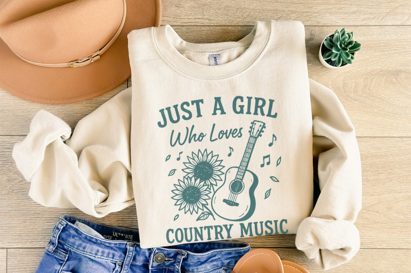 just-a-girl-who-loves-country-music-png-sunflower-guitar-digital-art