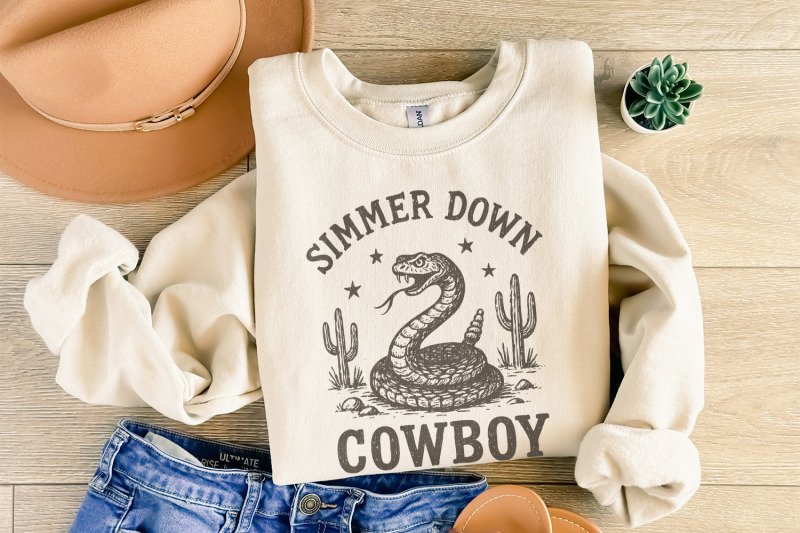 simmer-down-cowboy-png-western-snake-png-design-vintage-cowboy-print