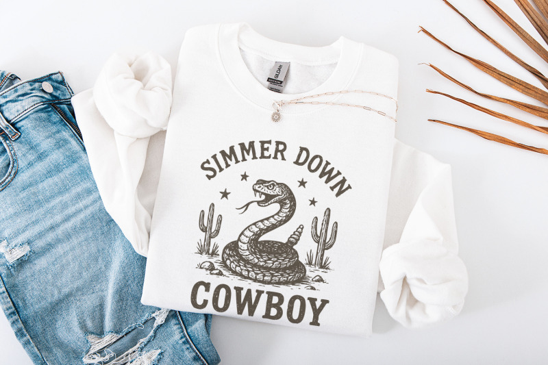 simmer-down-cowboy-png-western-snake-png-design-vintage-cowboy-print
