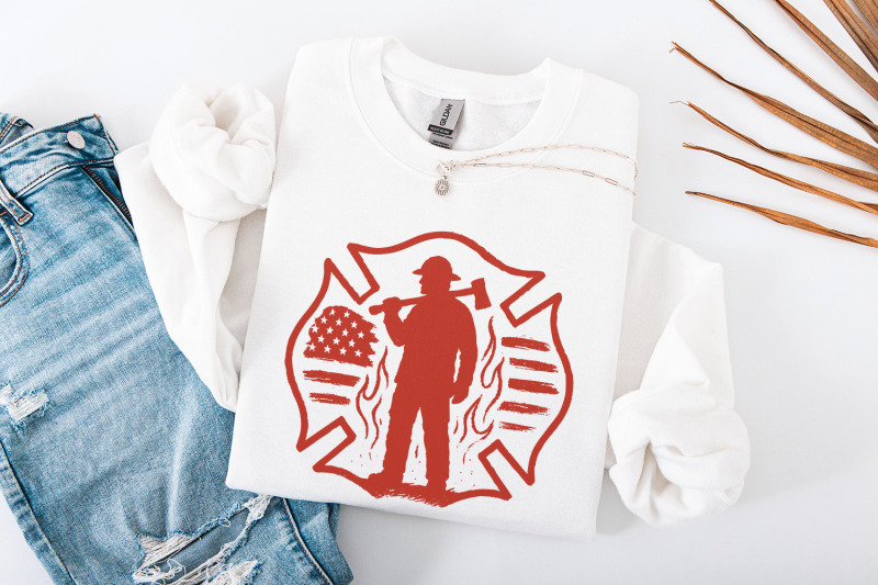 firefighter-silhouette-png-american-flag-maltese-cross-fire-axe-fire