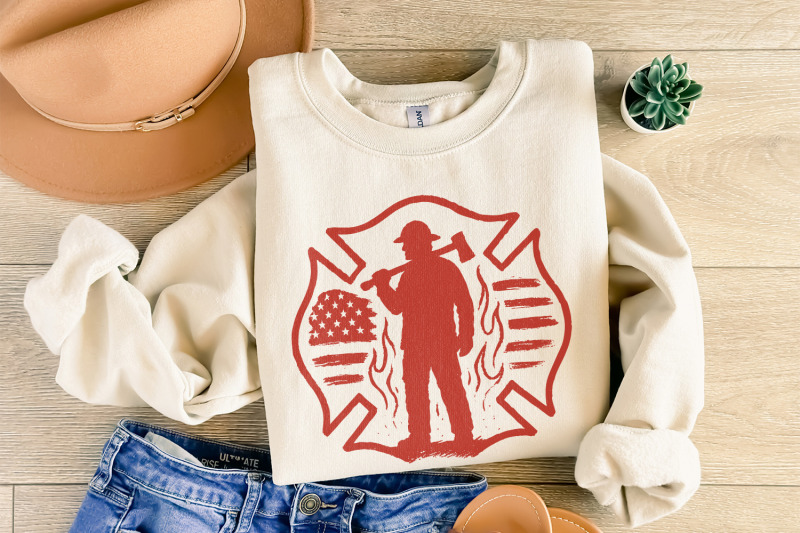 firefighter-silhouette-png-american-flag-maltese-cross-fire-axe-fire
