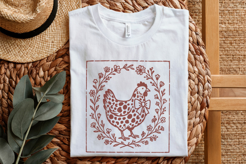 rustic-chicken-png-farmhouse-hen-with-bow-png-floral-animal-clipart