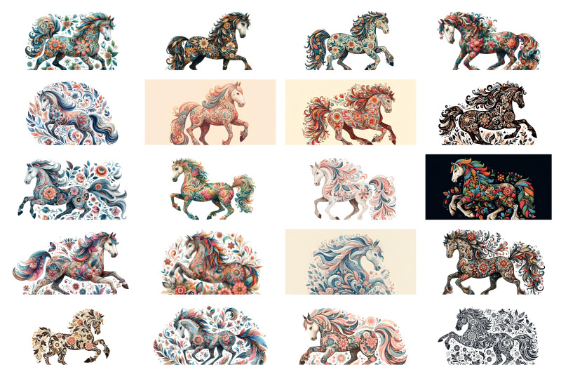 a-set-of-100-horse-of-floral-ornament