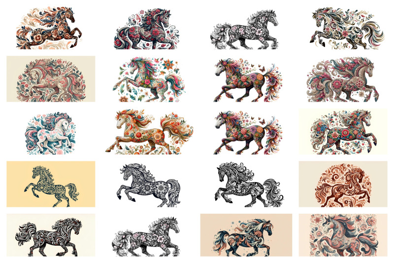 a-set-of-100-horse-of-floral-ornament