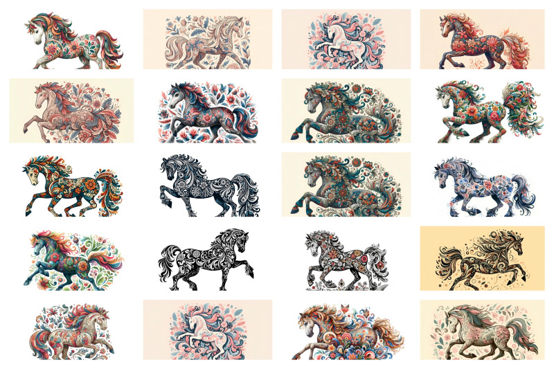 a-set-of-100-horse-of-floral-ornament