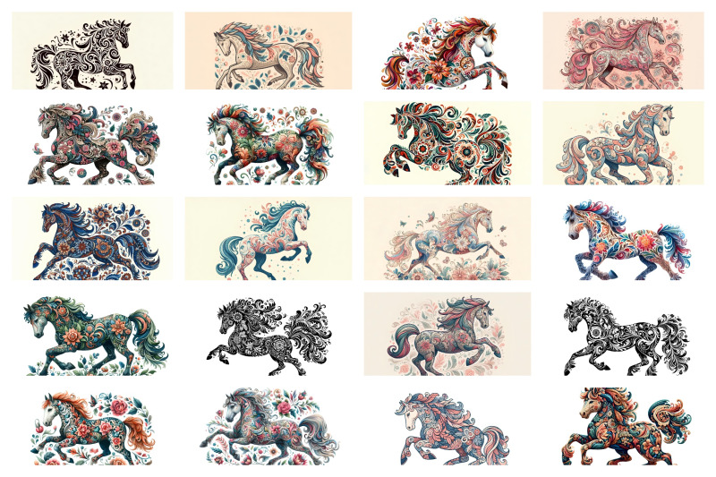 a-set-of-100-horse-of-floral-ornament