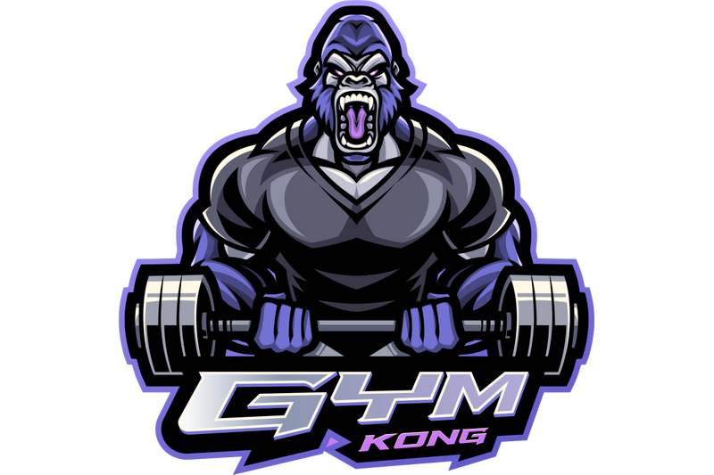 gym-kong-esport-mascot-logo-design