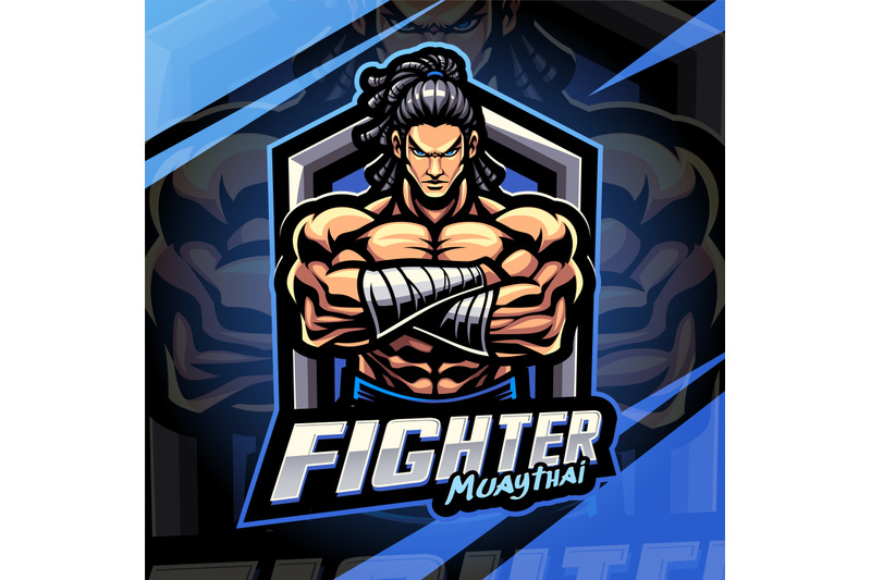 fighter-muaythai-esport-mascot-logo-design