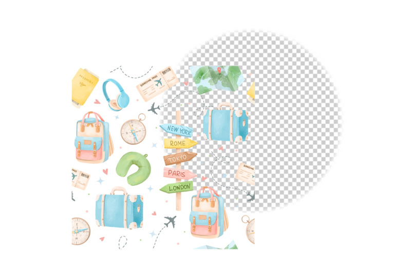 watercolor-travel-seamless-pattern