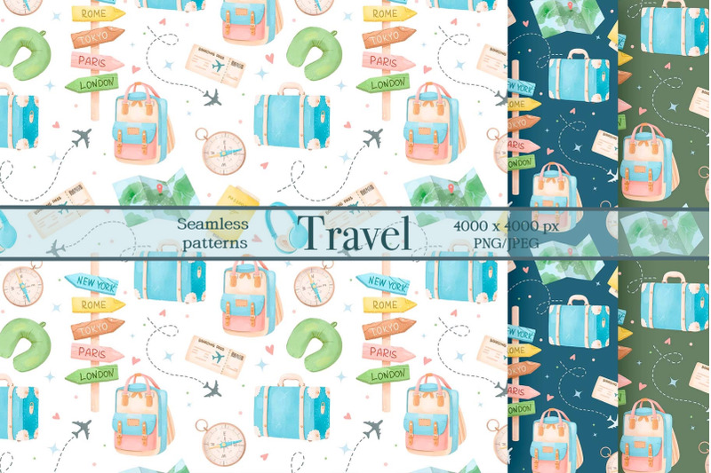 watercolor-travel-seamless-pattern