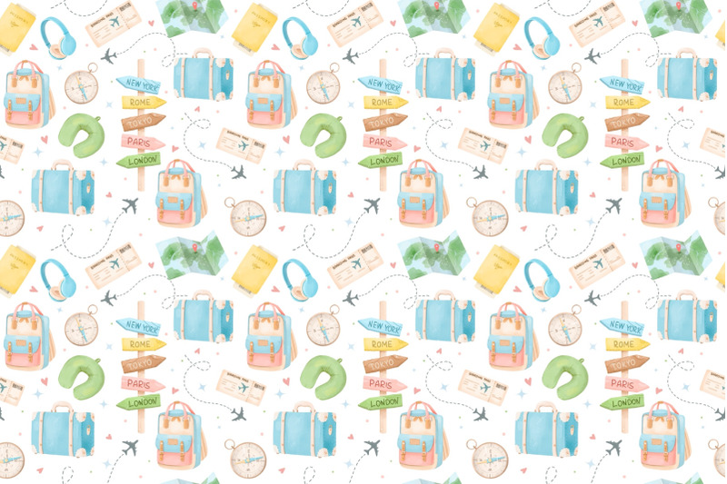 watercolor-travel-seamless-pattern