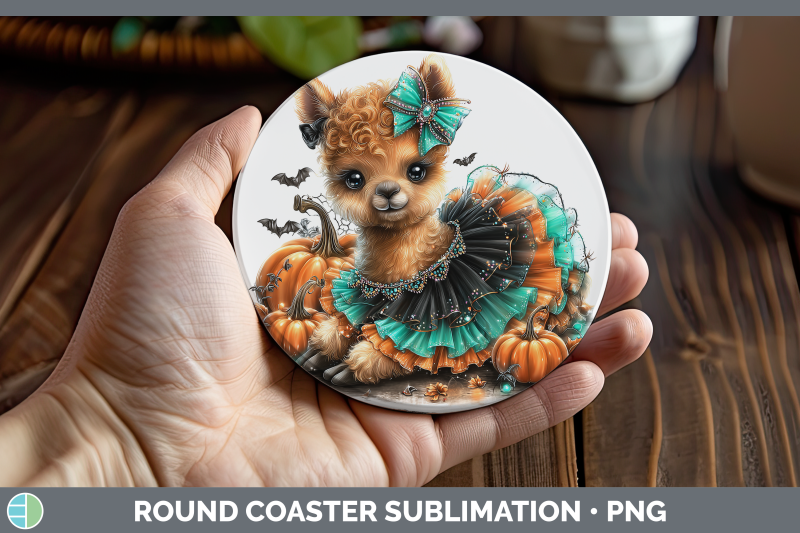 llama-round-coaster-farm-halloween-sublimation-coaster-desig
