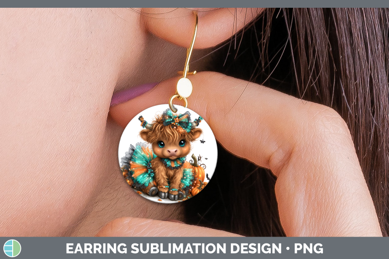 highland-cow-round-earrings-farm-halloween-sublimation-earri