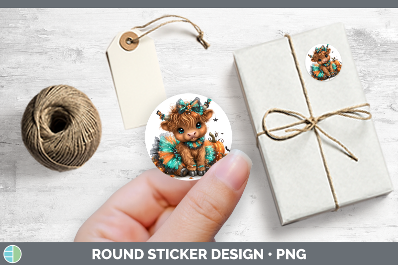 farm-halloween-highland-cow-stickers-round-labels-designs
