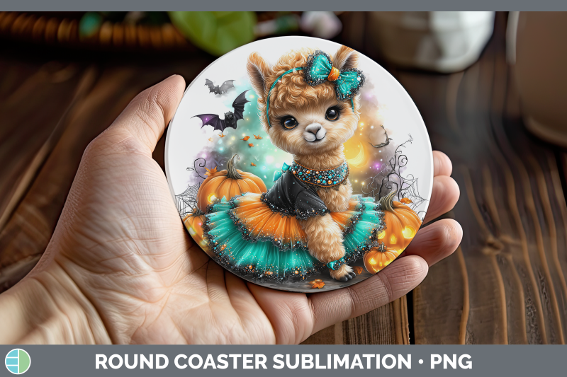 alpaca-round-coaster-farm-halloween-sublimation-coaster-desi