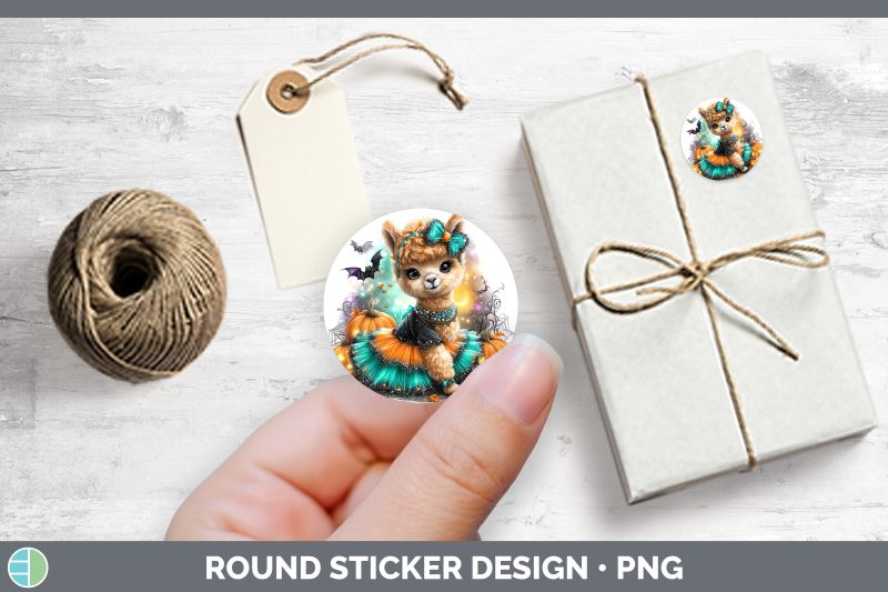 farm-halloween-alpaca-stickers-round-labels-designs