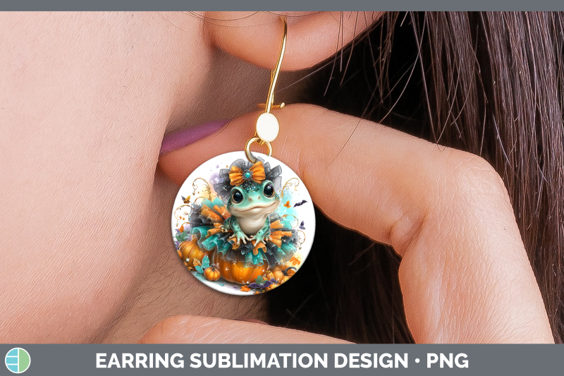 bullfrog-round-earrings-farm-halloween-sublimation-earrings