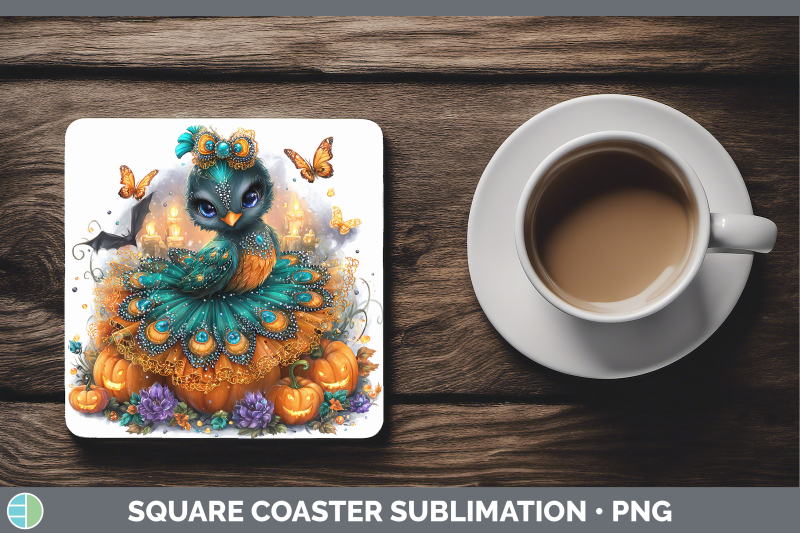 peacock-square-coaster-farm-halloween-sublimation-drink-mat