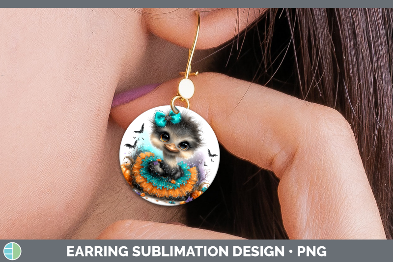 ostrich-round-earrings-farm-halloween-sublimation-earrings-d