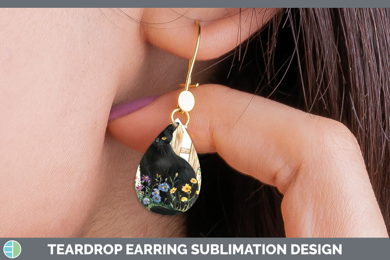 black-teardrop-earrings-fence-cats-sublimation-earrings-desi