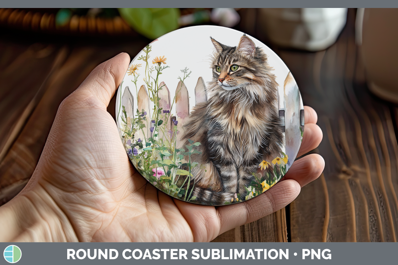 norwegian-forest-round-coaster-fence-cats-sublimation-coaste