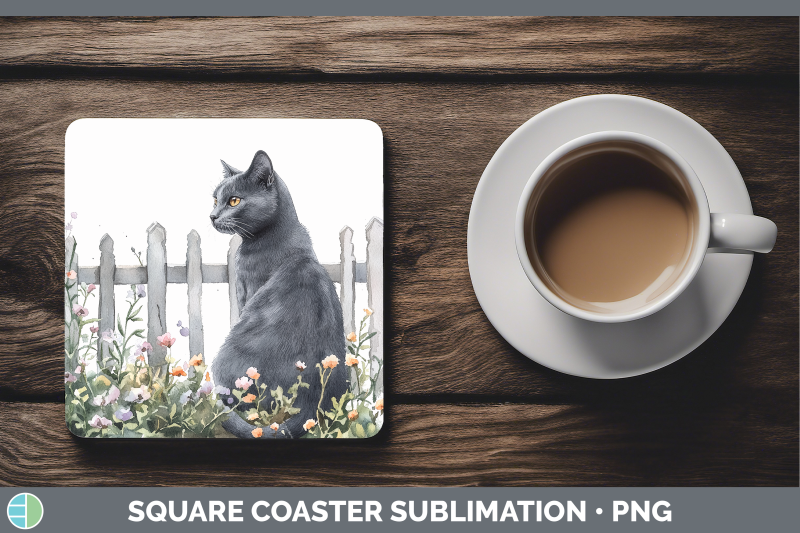 russian-blue-square-coaster-fence-cats-sublimation-drink-mat
