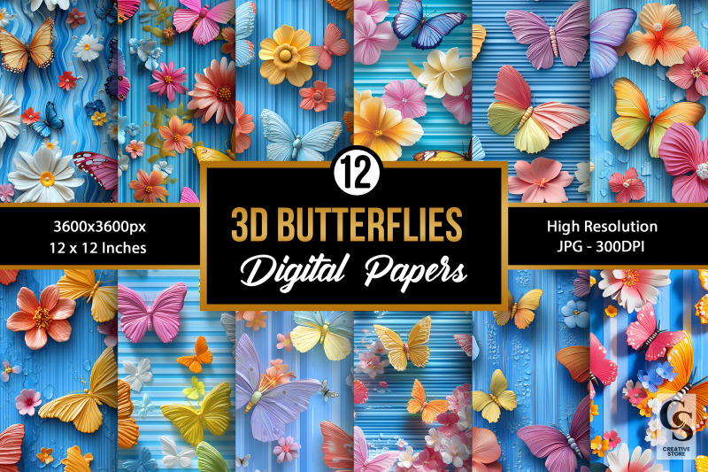 colorful-3d-butterflies-seamless-patterns