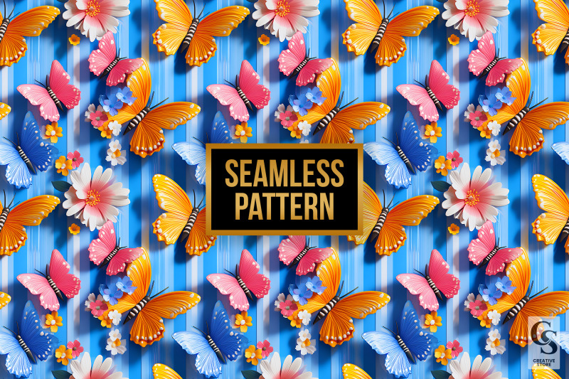 colorful-3d-butterflies-seamless-patterns