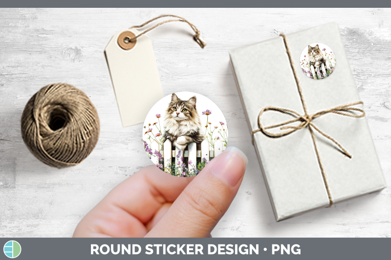 fence-cats-siberian-stickers-round-labels-designs