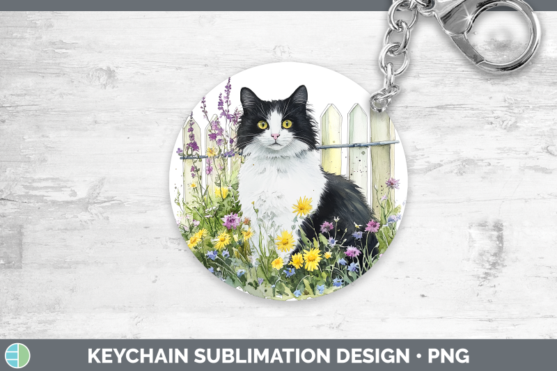 tuxedo-keychain-fence-cats-sublimation-keyring-designs