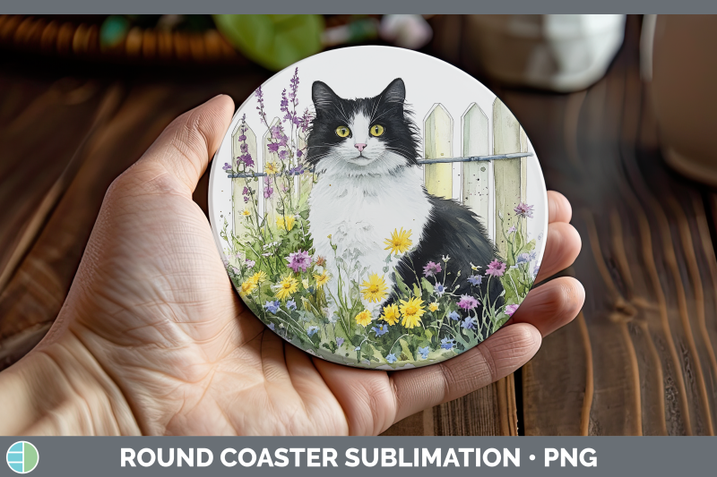 tuxedo-round-coaster-fence-cats-sublimation-coaster-designs