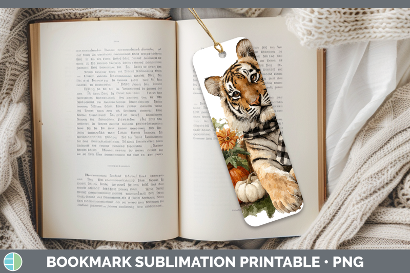 tiger-bookmark-animals-autumn-pumpkin-sublimation-printable