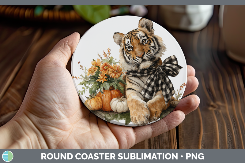 tiger-round-coaster-animals-autumn-pumpkin-sublimation-coast